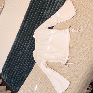 btween Girls White Long Sleeve Top with Bell Sleeves - Size 8